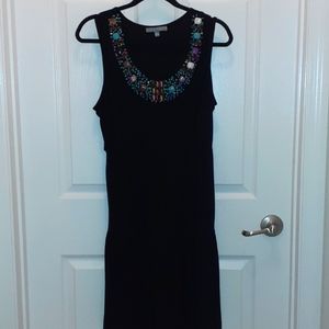 Black Sleeveless Bead Embellished Dress